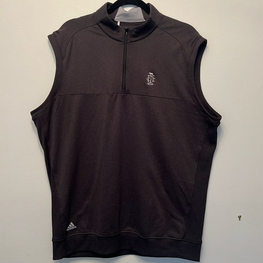 Adidas zip up vest size large EUC heather Black color